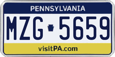 PA license plate MZG5659