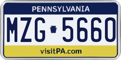 PA license plate MZG5660