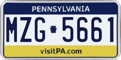 PA license plate MZG5661