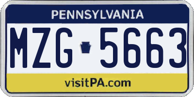 PA license plate MZG5663