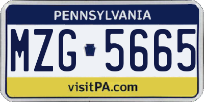 PA license plate MZG5665