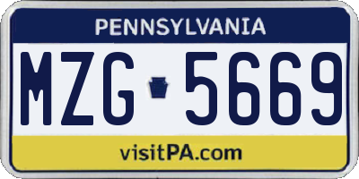 PA license plate MZG5669