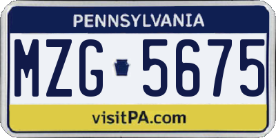 PA license plate MZG5675