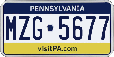 PA license plate MZG5677