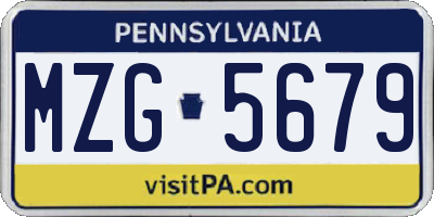 PA license plate MZG5679