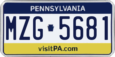 PA license plate MZG5681