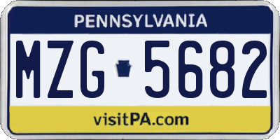 PA license plate MZG5682