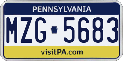 PA license plate MZG5683