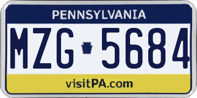 PA license plate MZG5684