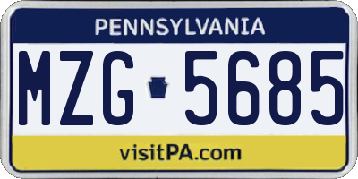 PA license plate MZG5685