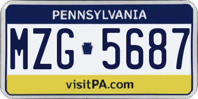 PA license plate MZG5687
