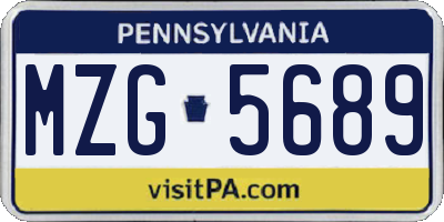 PA license plate MZG5689