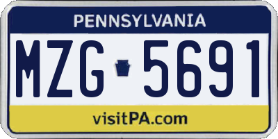 PA license plate MZG5691