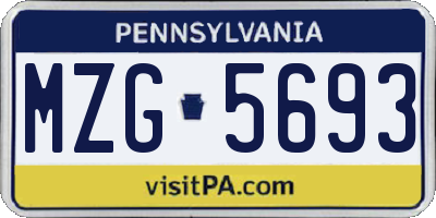 PA license plate MZG5693