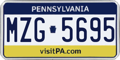 PA license plate MZG5695
