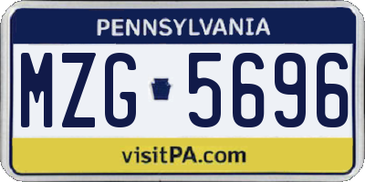 PA license plate MZG5696