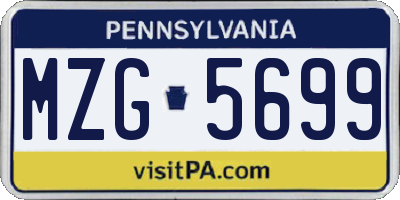 PA license plate MZG5699