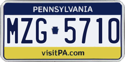 PA license plate MZG5710
