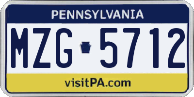 PA license plate MZG5712