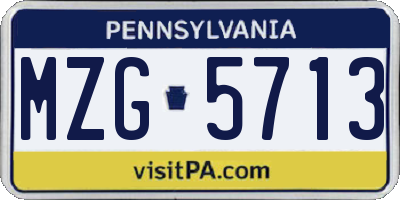 PA license plate MZG5713