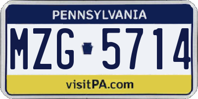 PA license plate MZG5714