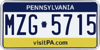 PA license plate MZG5715