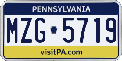 PA license plate MZG5719