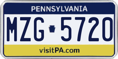 PA license plate MZG5720