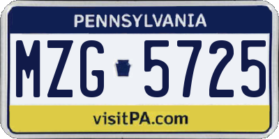PA license plate MZG5725