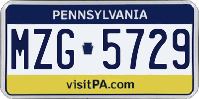 PA license plate MZG5729