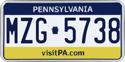 PA license plate MZG5738