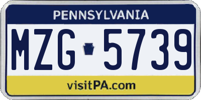 PA license plate MZG5739