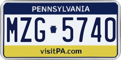 PA license plate MZG5740