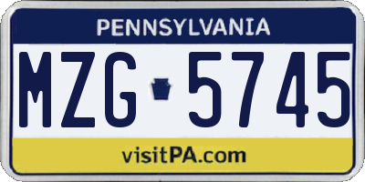 PA license plate MZG5745