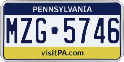 PA license plate MZG5746