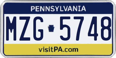 PA license plate MZG5748