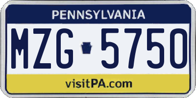 PA license plate MZG5750