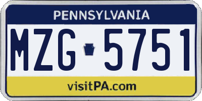PA license plate MZG5751
