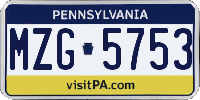 PA license plate MZG5753