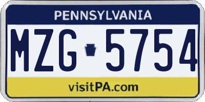 PA license plate MZG5754