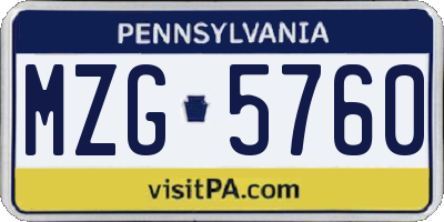PA license plate MZG5760