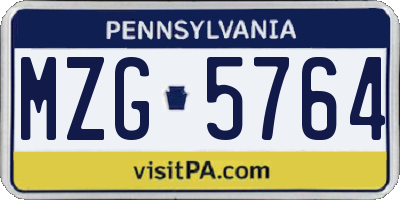 PA license plate MZG5764