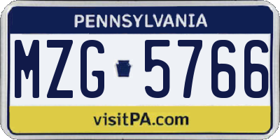 PA license plate MZG5766