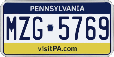 PA license plate MZG5769