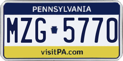 PA license plate MZG5770