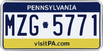 PA license plate MZG5771