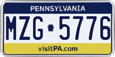 PA license plate MZG5776