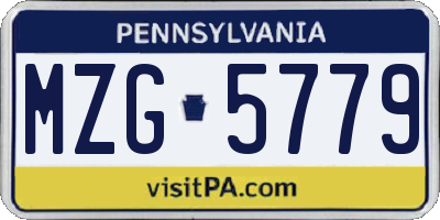 PA license plate MZG5779