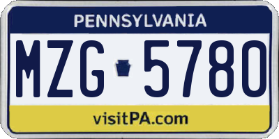 PA license plate MZG5780