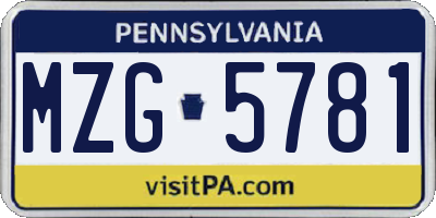 PA license plate MZG5781